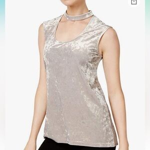 3/$15 Vince camuto metallic gray velvet sleeveless top (T2)